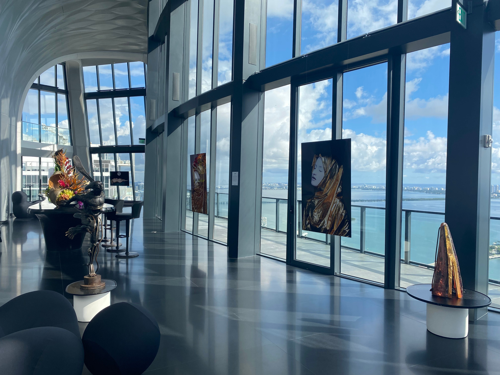 Art staging inside a luxury waterfront development