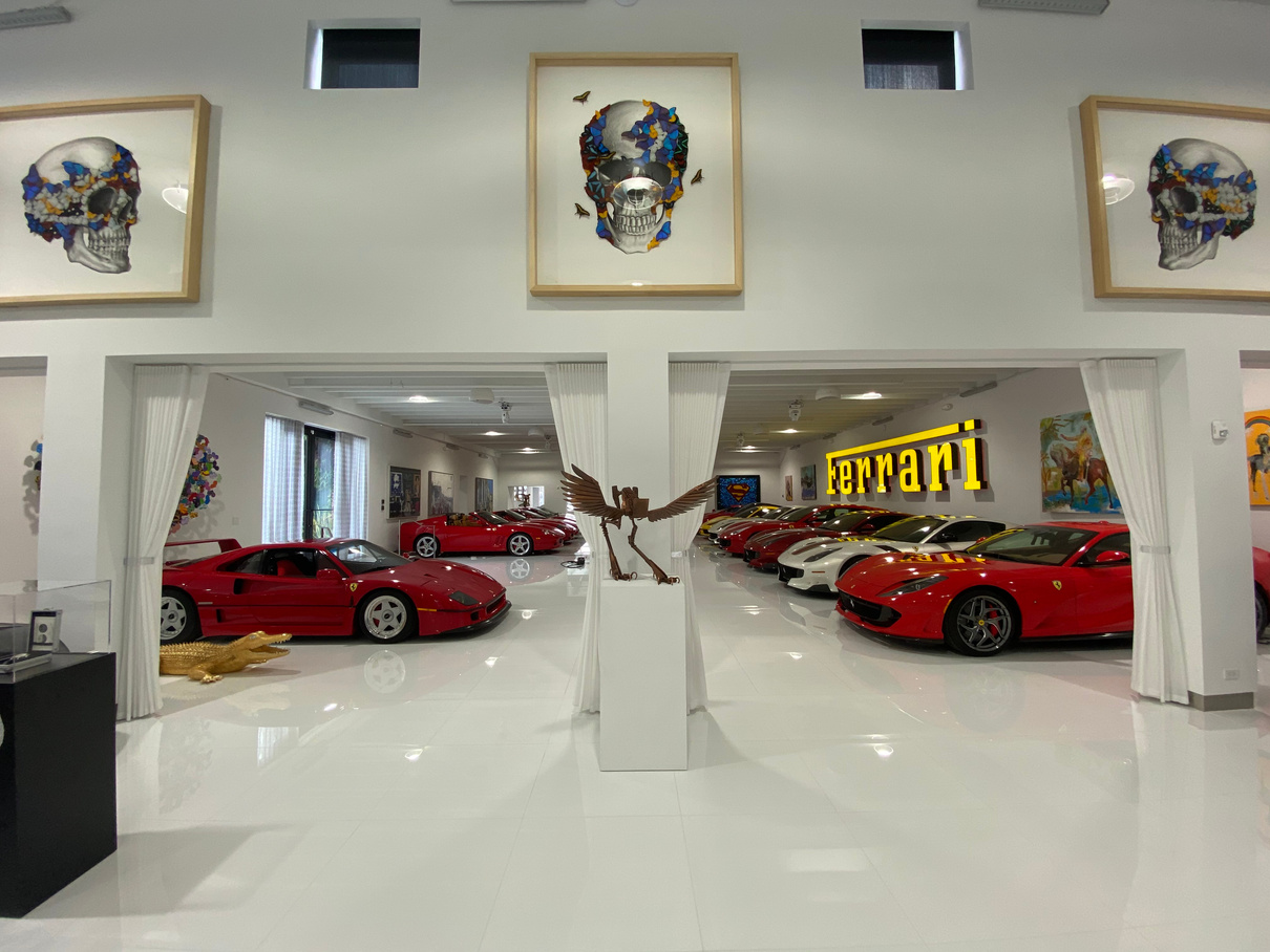Zenith art exhibition inside a Ferrari showroom